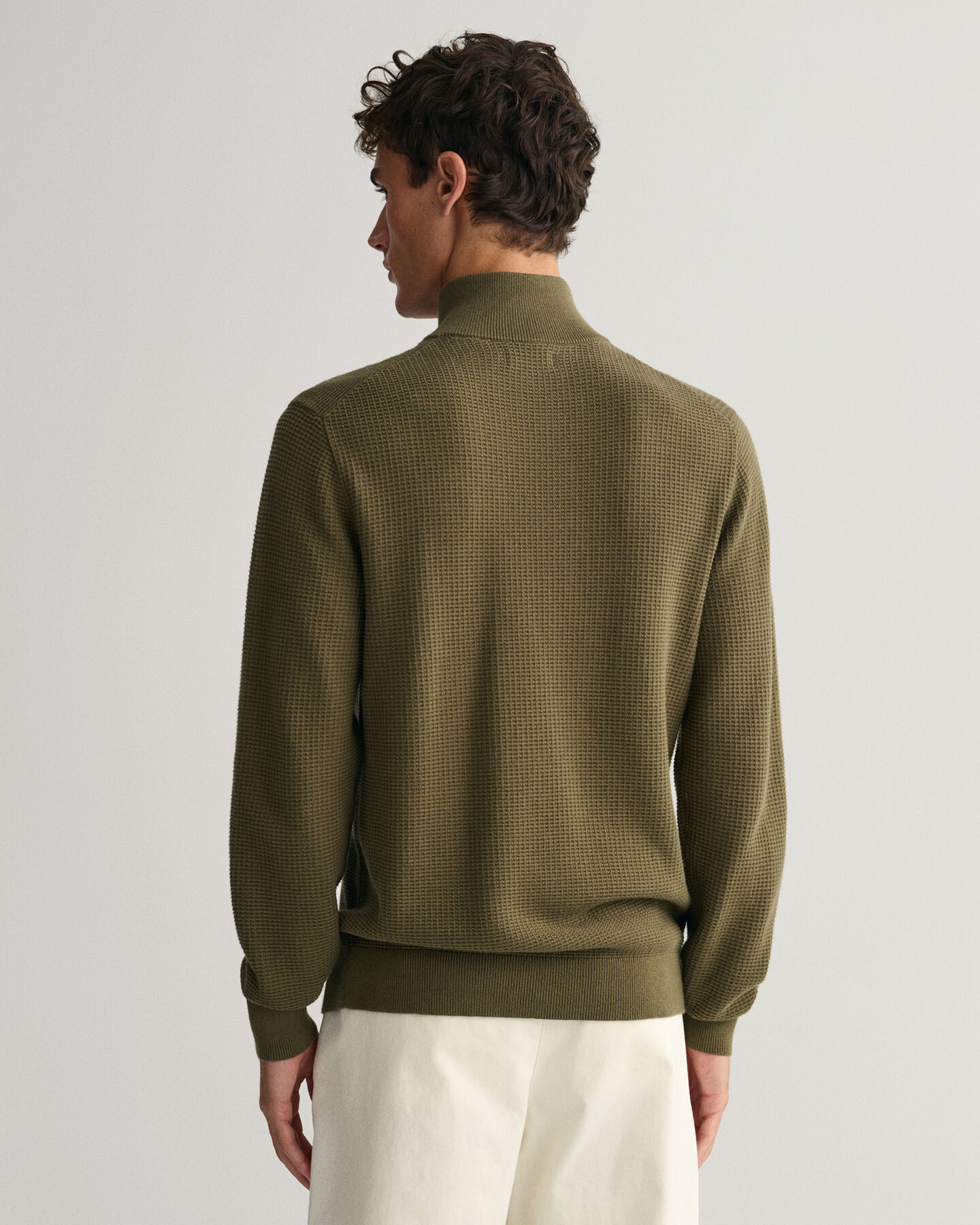 Half-zip bomullstr&ouml;ja med struktur