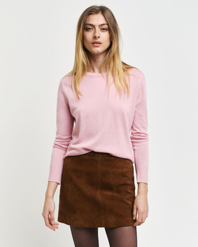 Finstickad tröja med rund hals