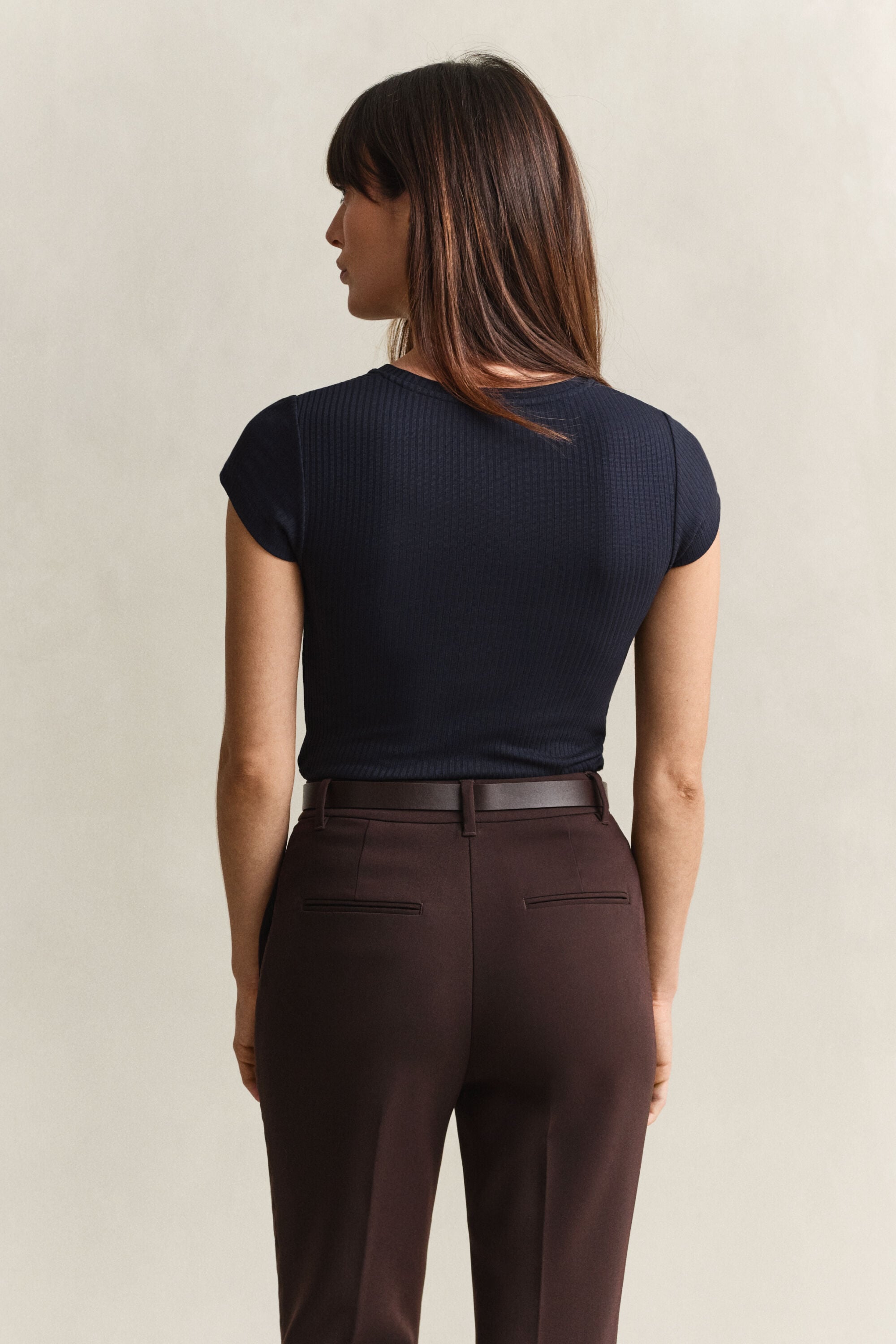 Slim fit ribbstickad T-shirt