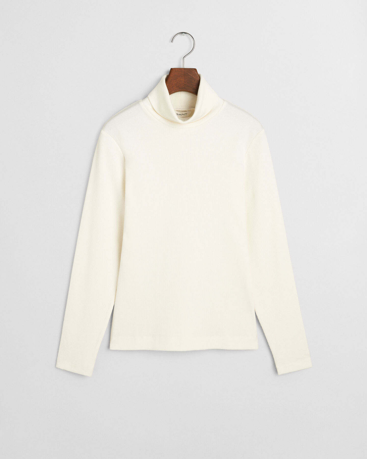 Ribbstickad långärmad polotröja