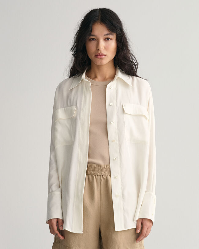 Relaxed fit skjorta med ficka med lock