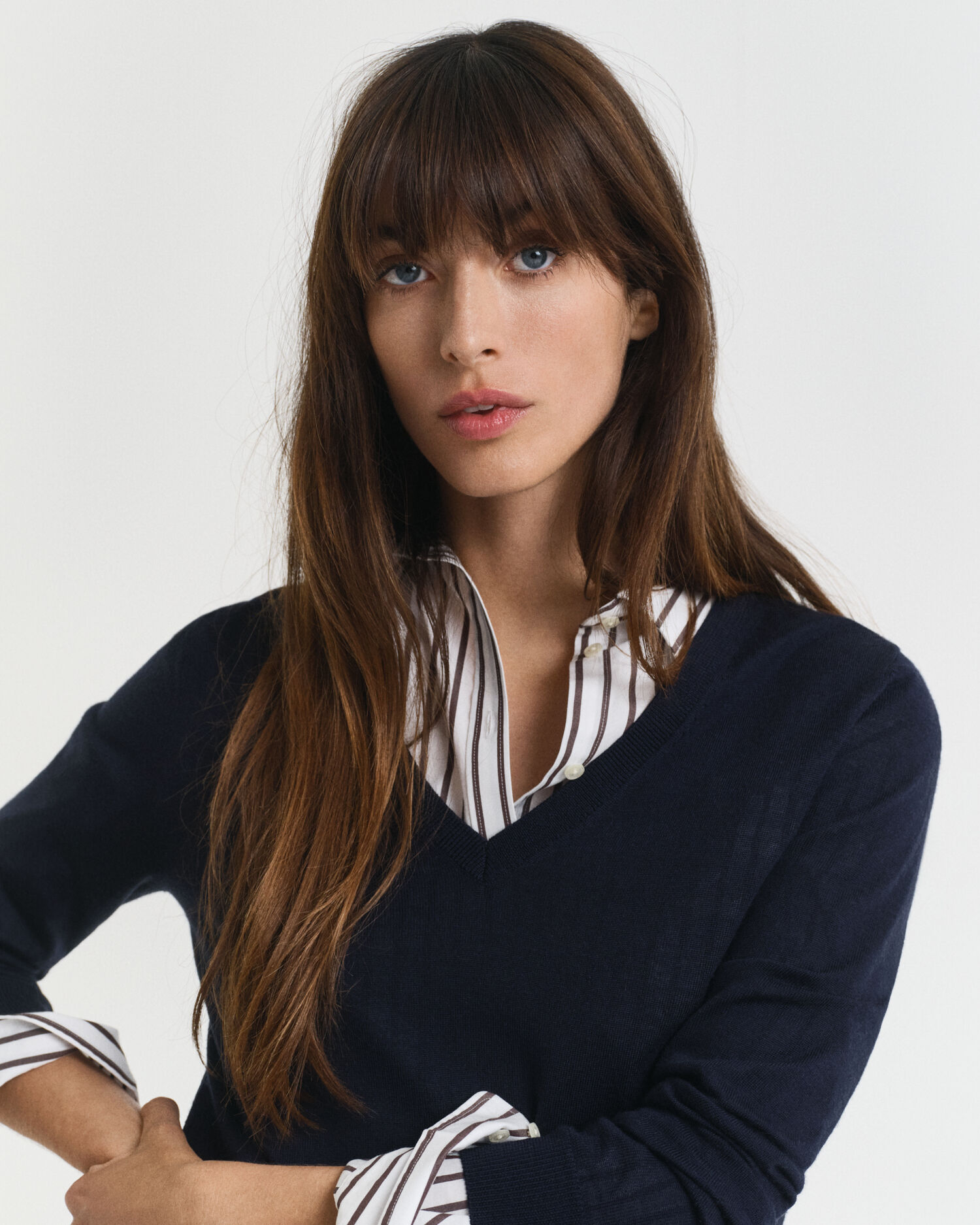 V-ringad tröja i extra fin merinoull