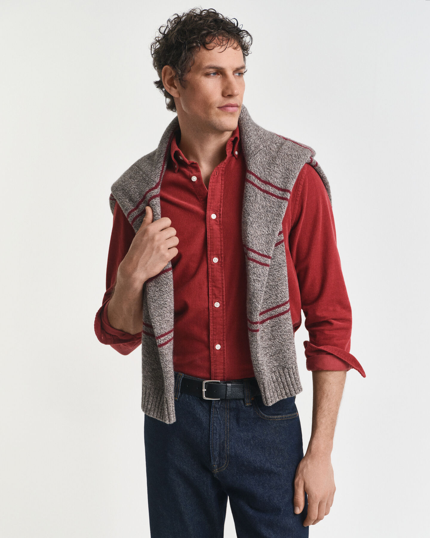 Regular fit skjorta i bomullsmanchester