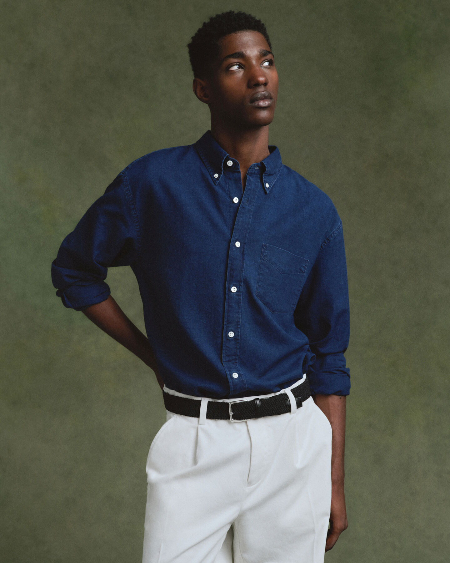 Relaxed fit indigo oxfordskjorta