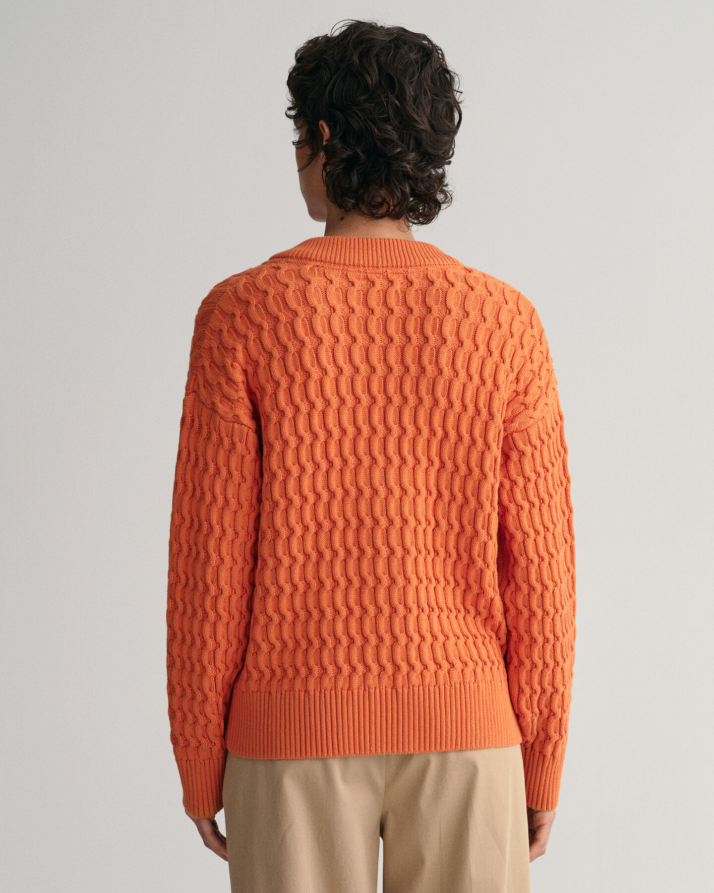 V-ringad bomullskofta med struktur