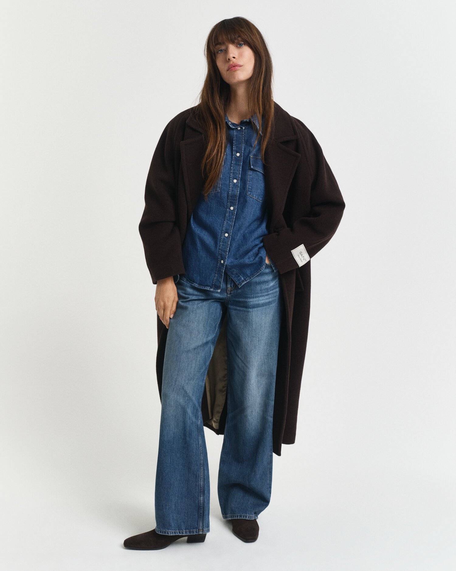 Regular fit denimskjorta med puffärm