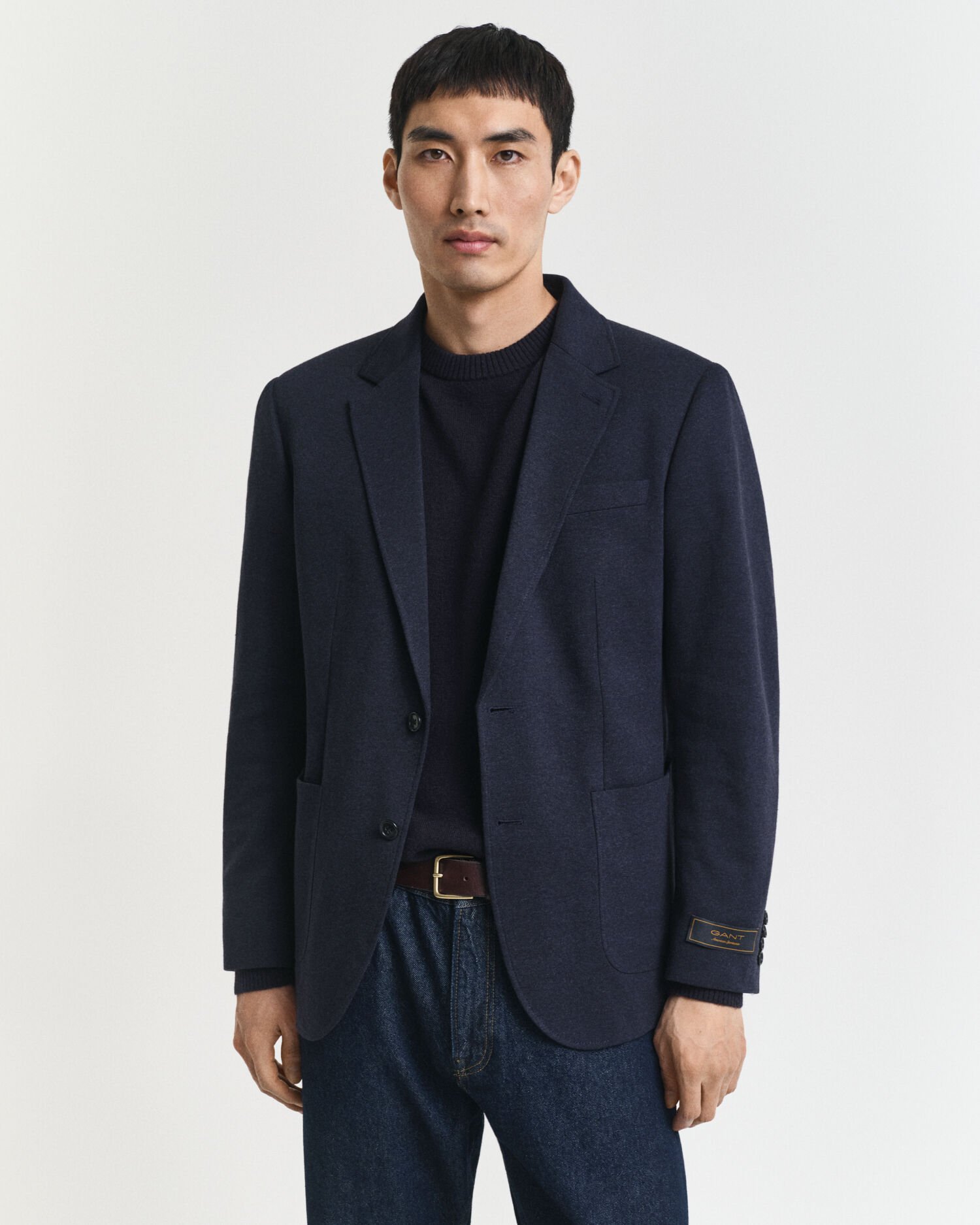 Slim fit tvåfärgad kavaj i jerseypiké