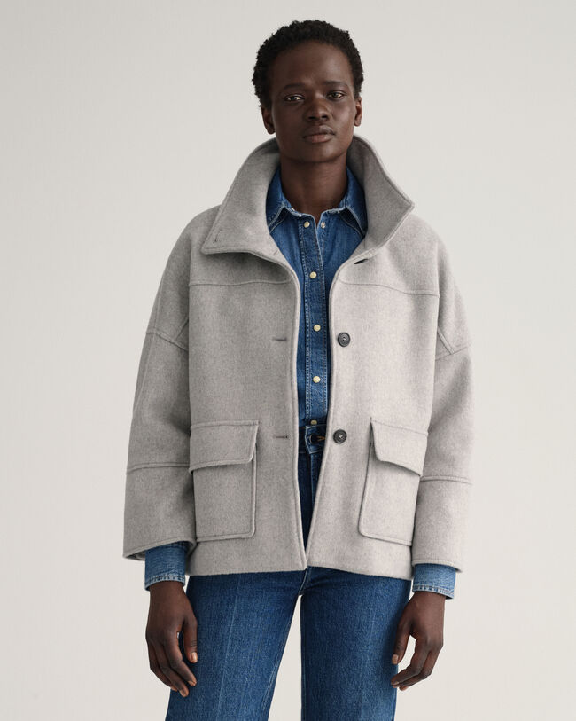 Cropped jacka i ullblandning