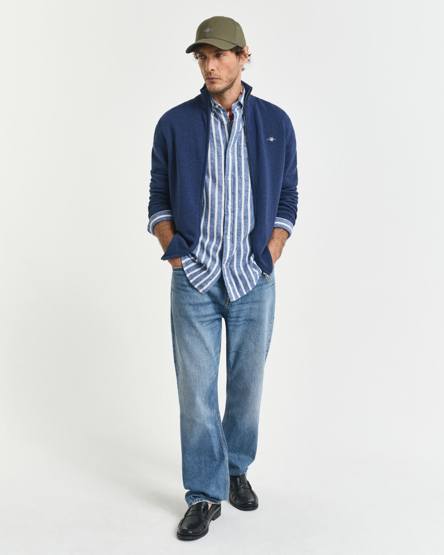 Casual Cotton kofta med dragkedja