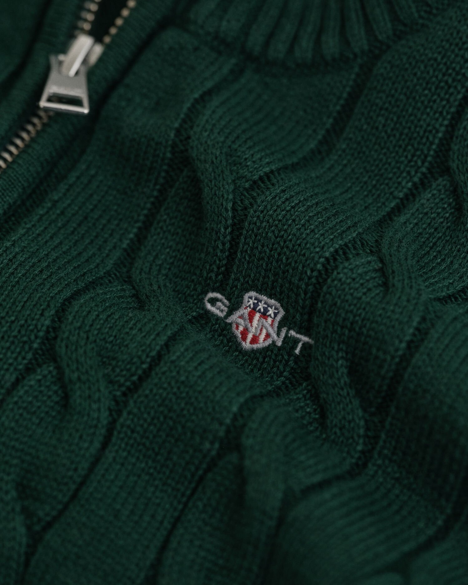 Kids kabelstickad bomullströja med half-zip