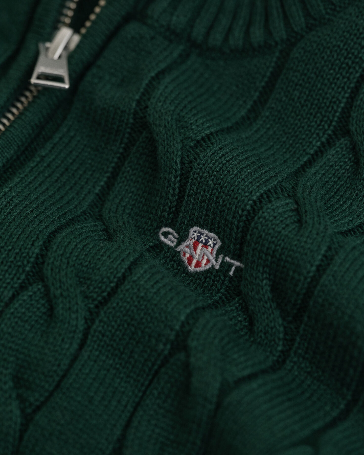 Kids kabelstickad bomullströja med half-zip