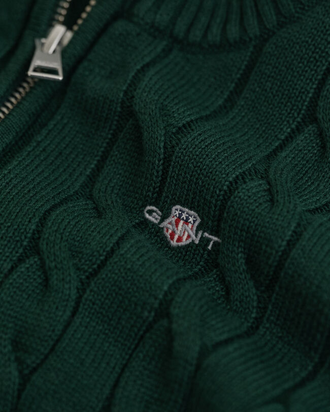 Kids kabelstickad bomullströja med half-zip