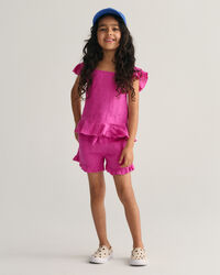 Girls linneshorts med volang