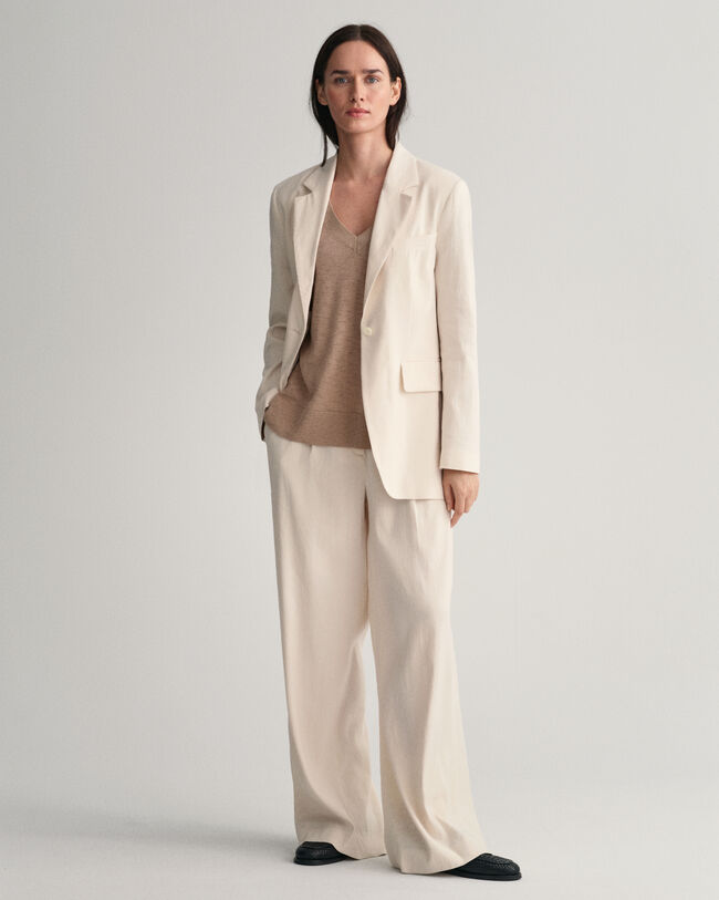 V-ringad slipover i linneblandning