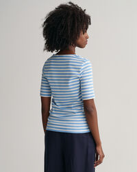 Striped Ribbed Mid Sleeve T-Shirt