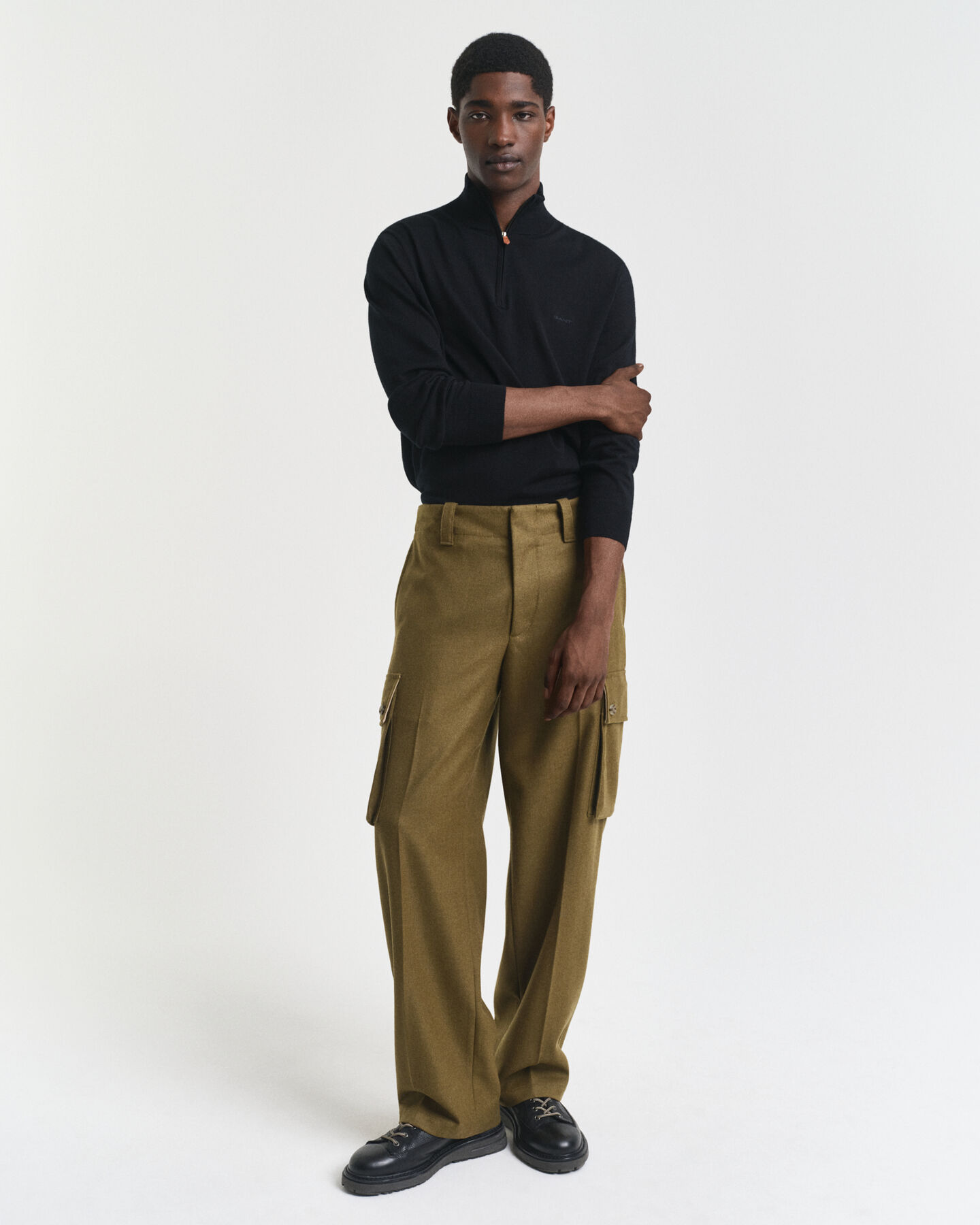 Tröja med half-zip i extra fin merinoull