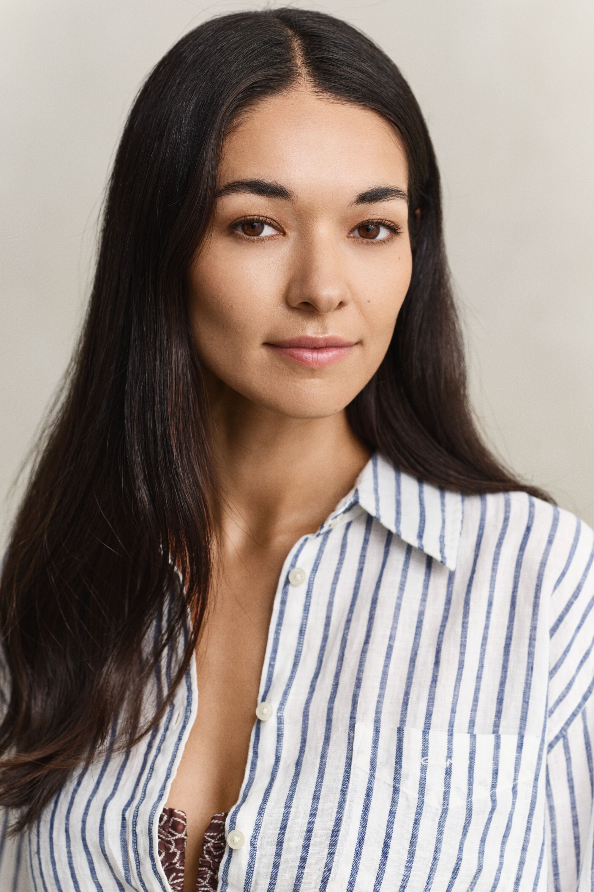 Relaxed fit randig linneskjorta