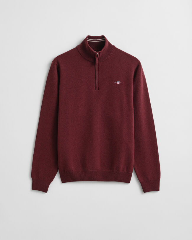 Tröja i superfin lammull med half-zip