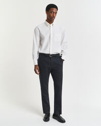 Slim fit kostymbyxor i donegalgarn