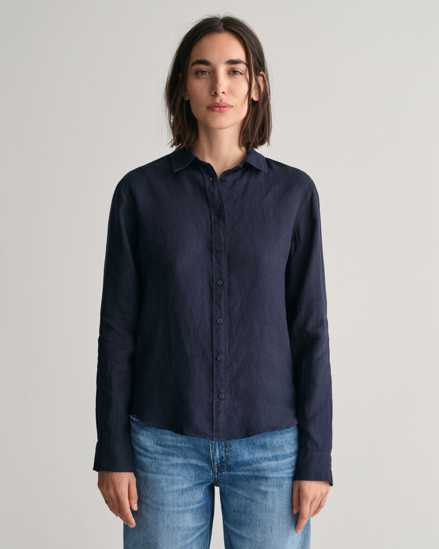 Regular fit skjorta i linnechambray