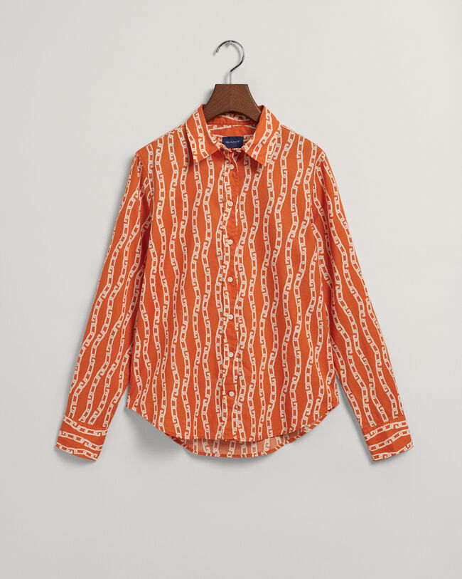 Regular fit Chain Print skjorta i bomullsvoile