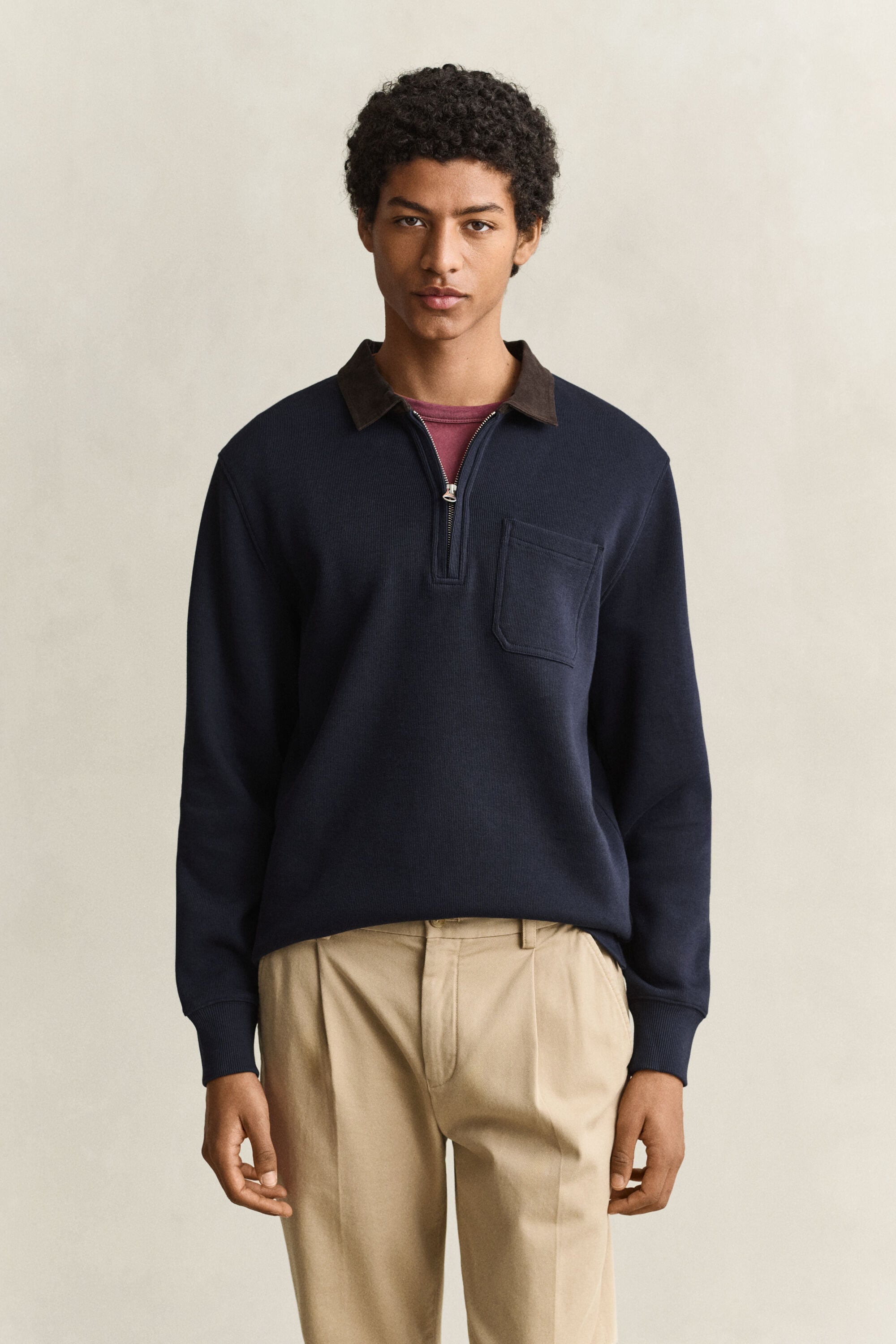 Rugger med half-zip