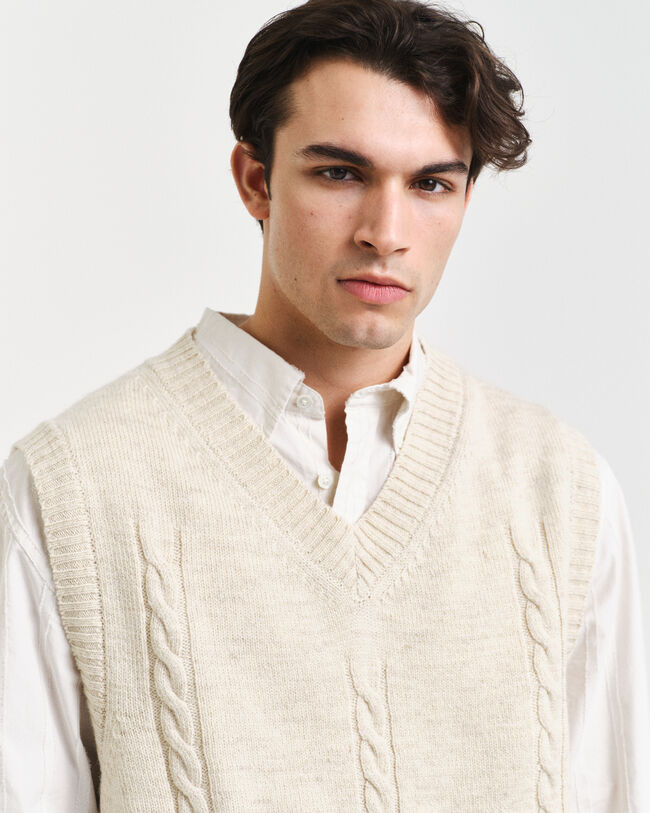 Kabelstickad V-ringad slipover