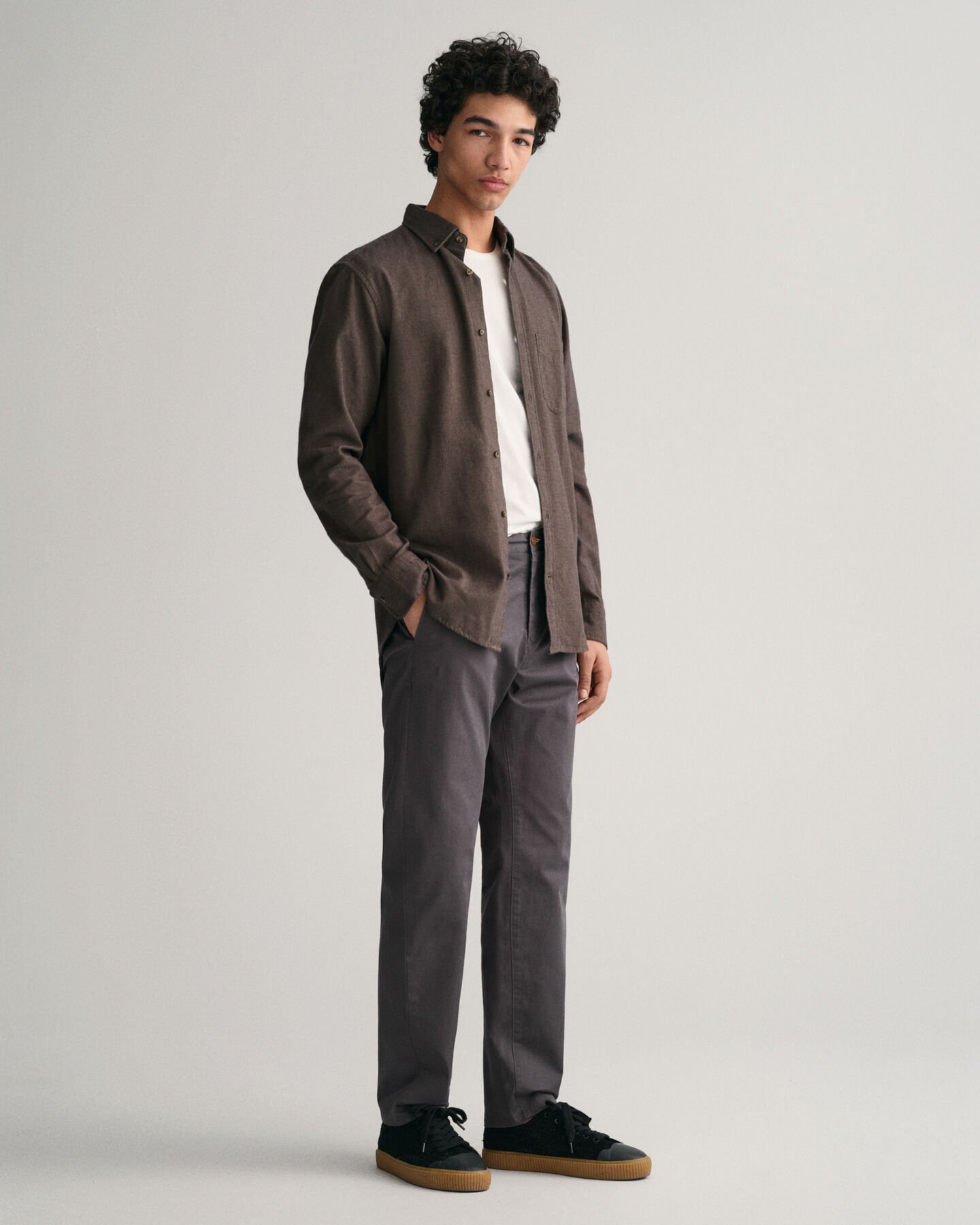 Regular fit fiskbensmönstrad flanellskjorta