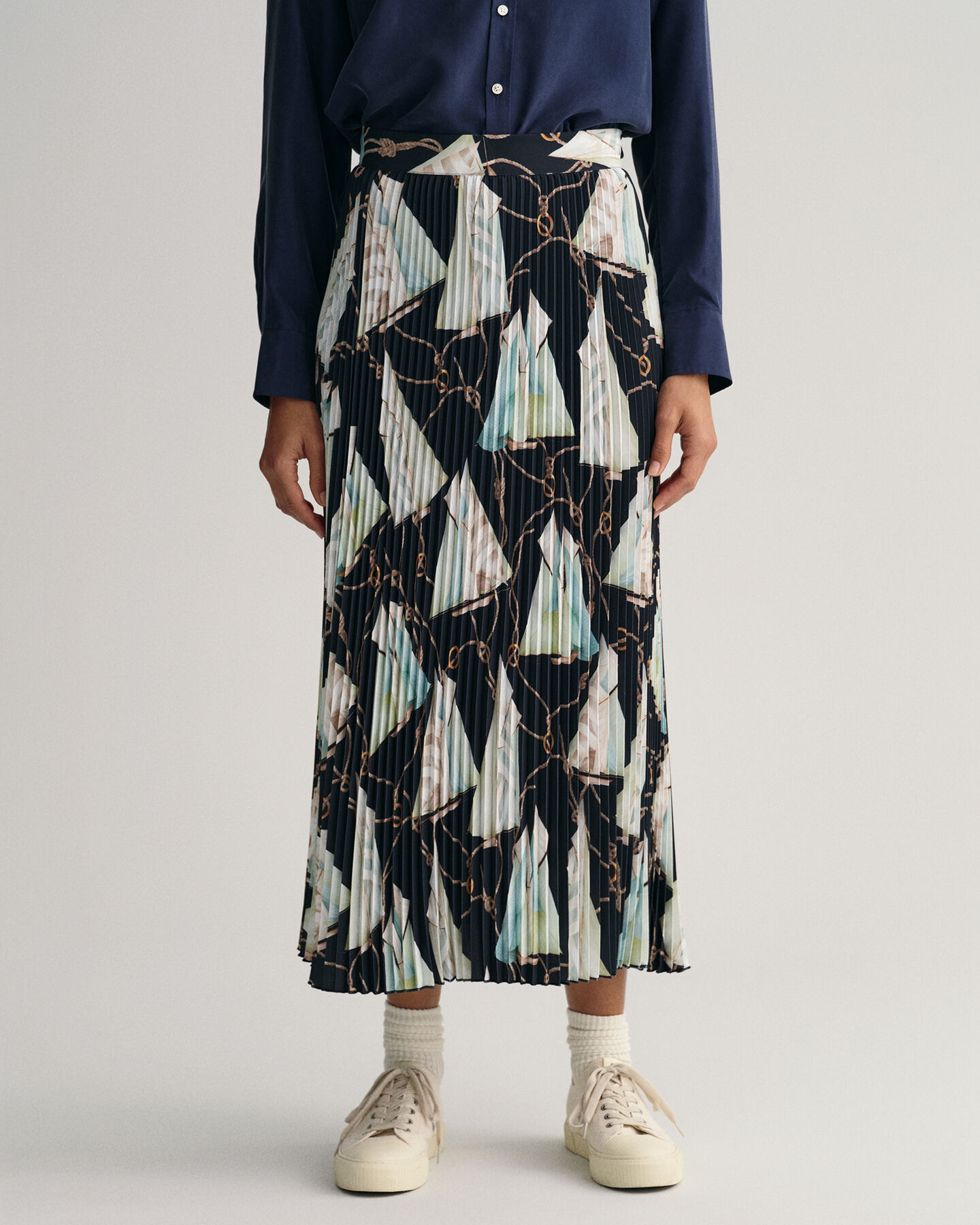 Sailing mönstrad plisserad kjol