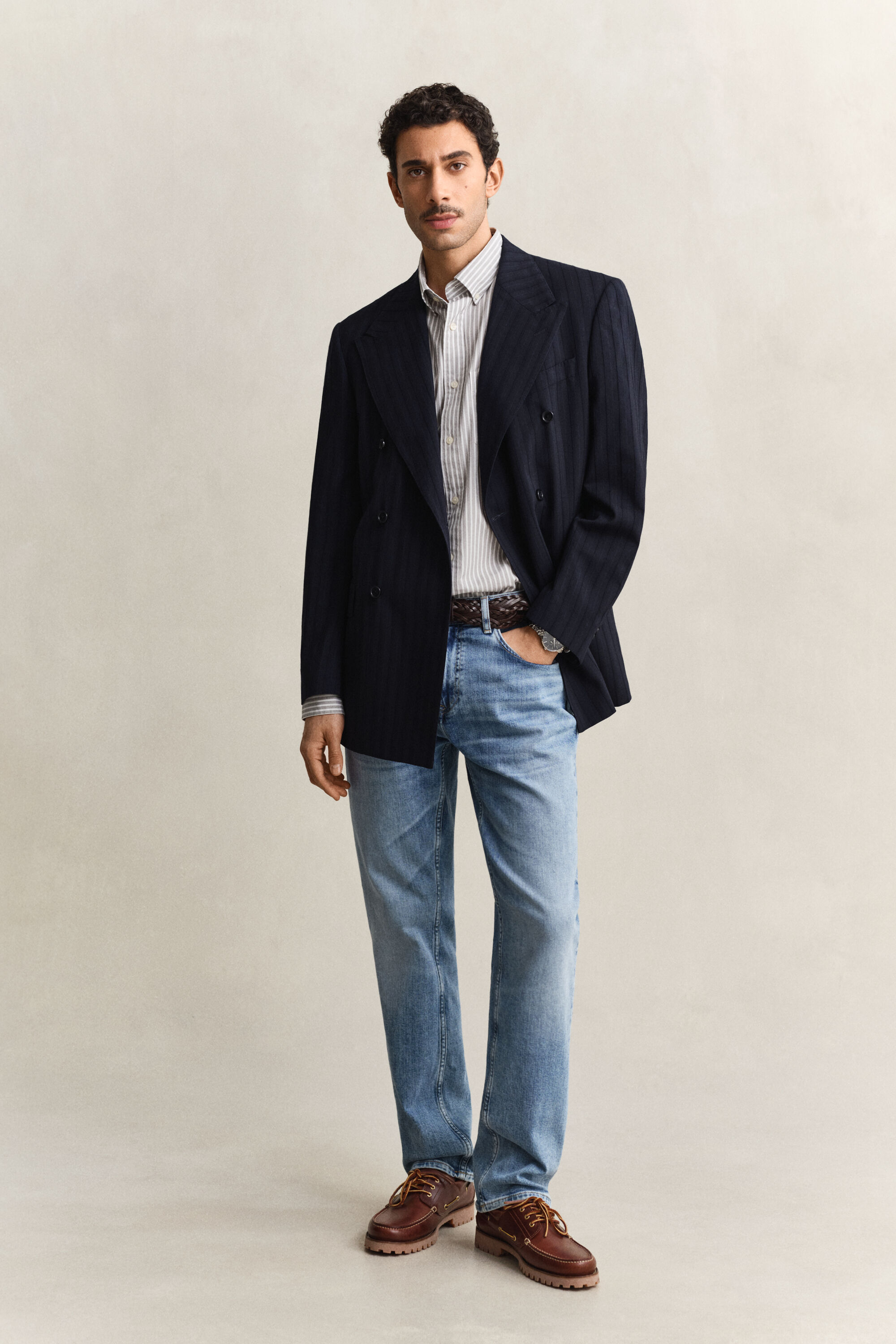 Randig klassisk poplinskjorta