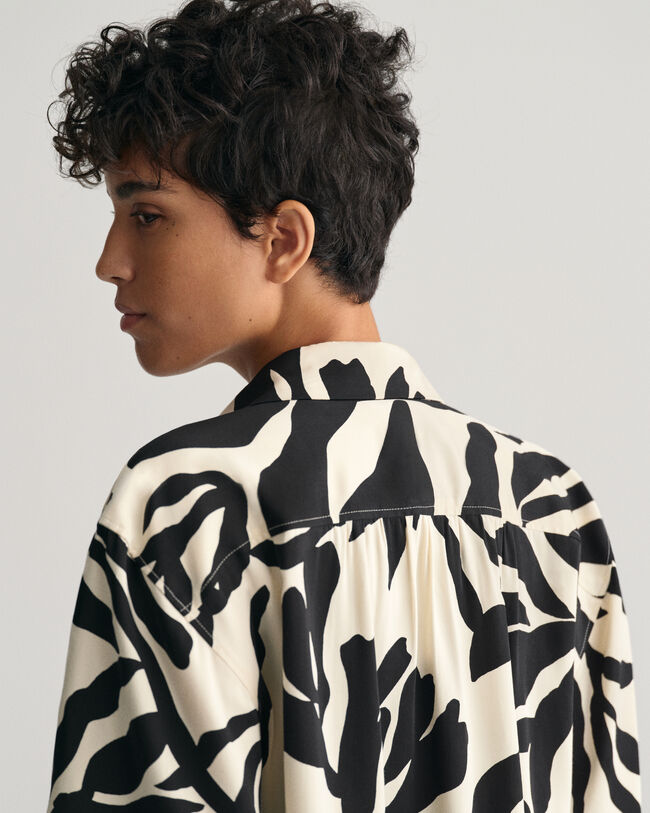 Relaxed fit palmmönstrad kortärmad skjorta