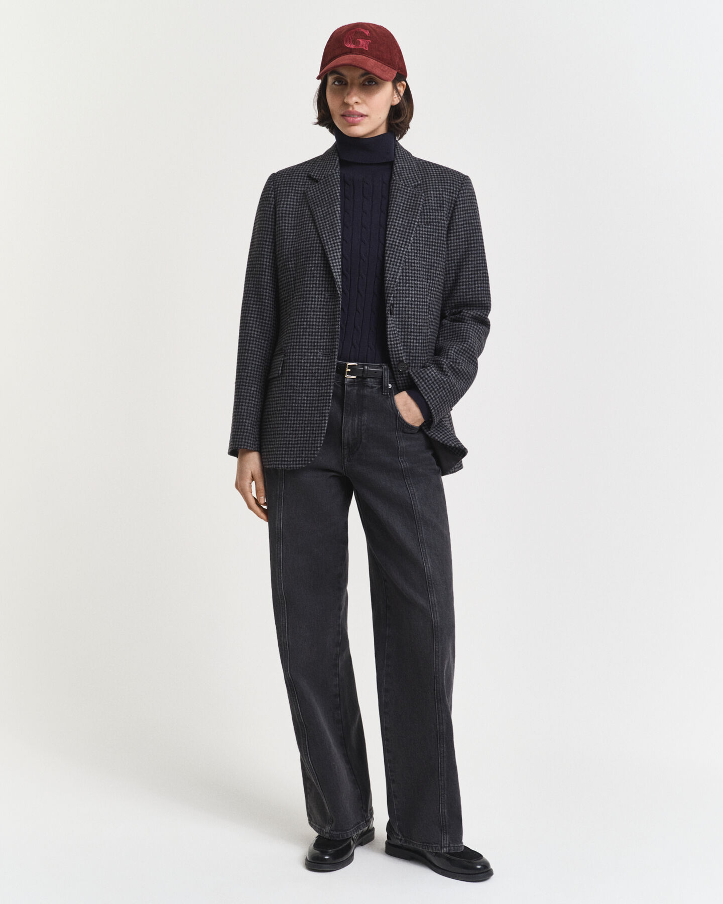 Kabelstickad polotröja i bomullsstretch