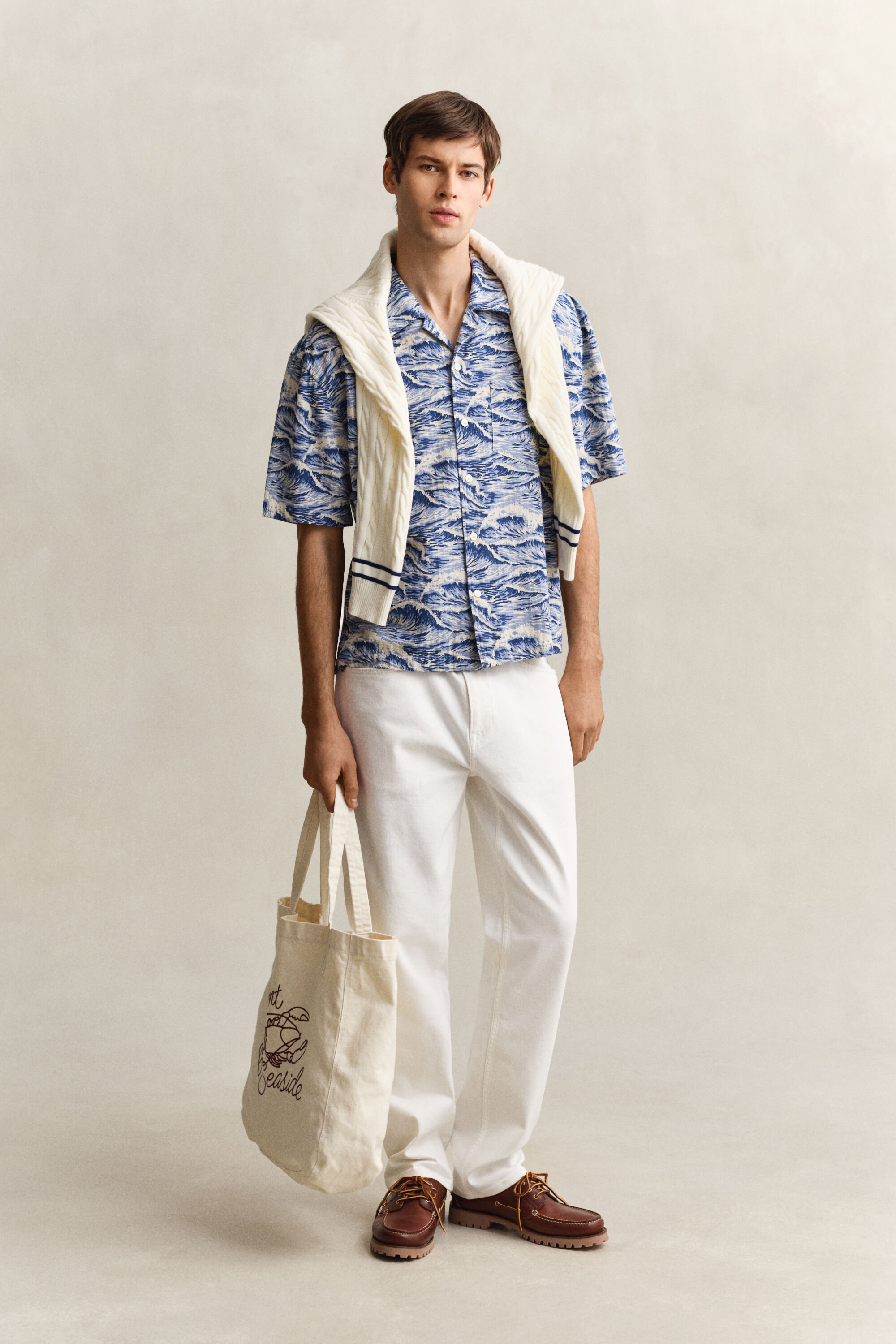 Mönstrad, kortärmad skjorta