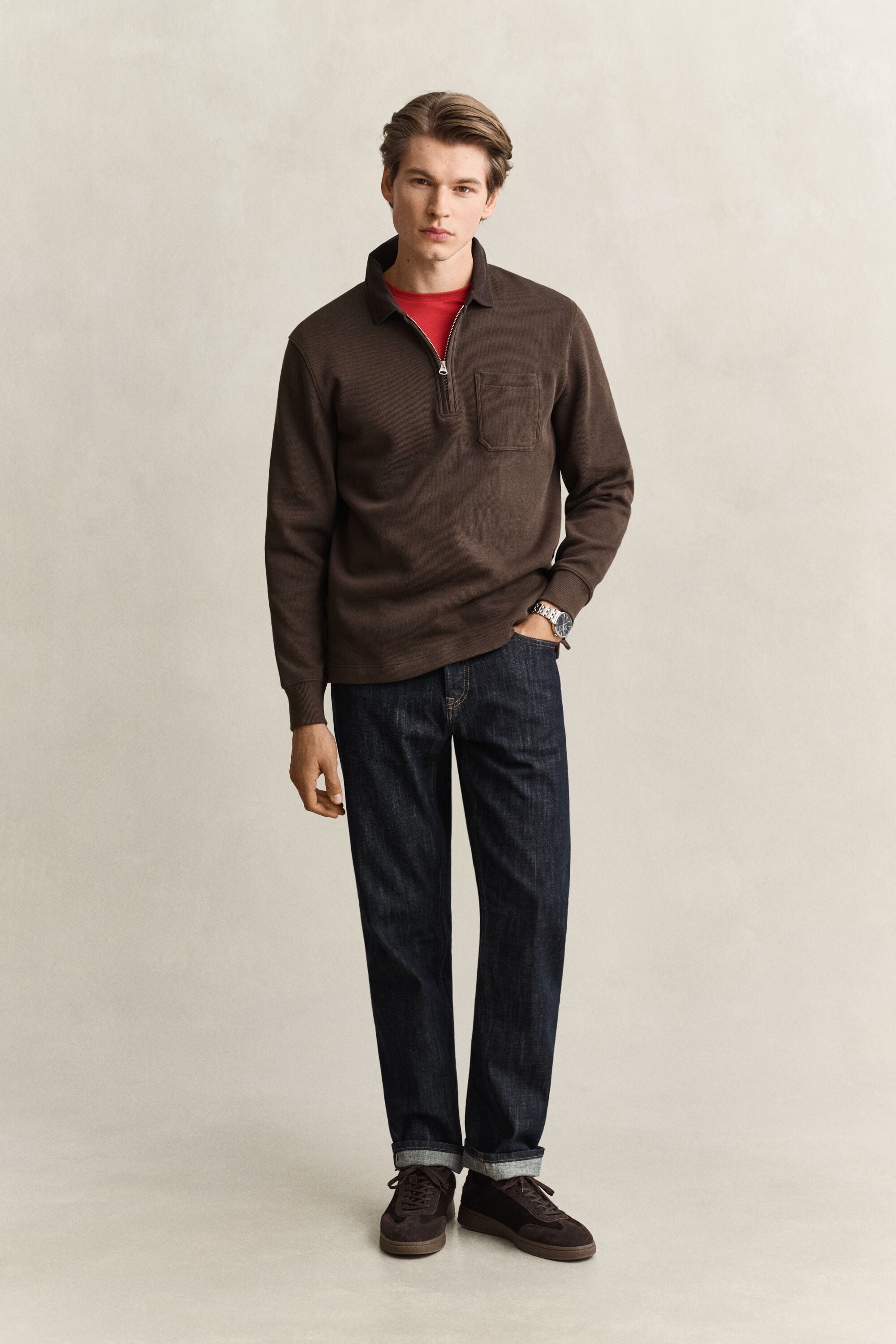Rugger med half-zip
