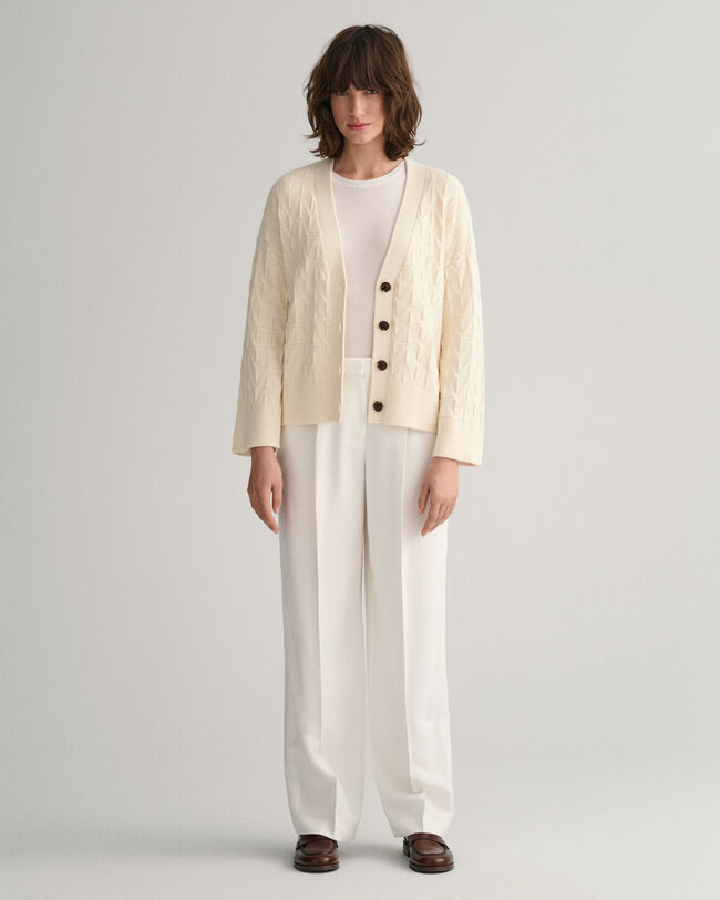 Fiskbensm&ouml;nstrad V-ringad kofta