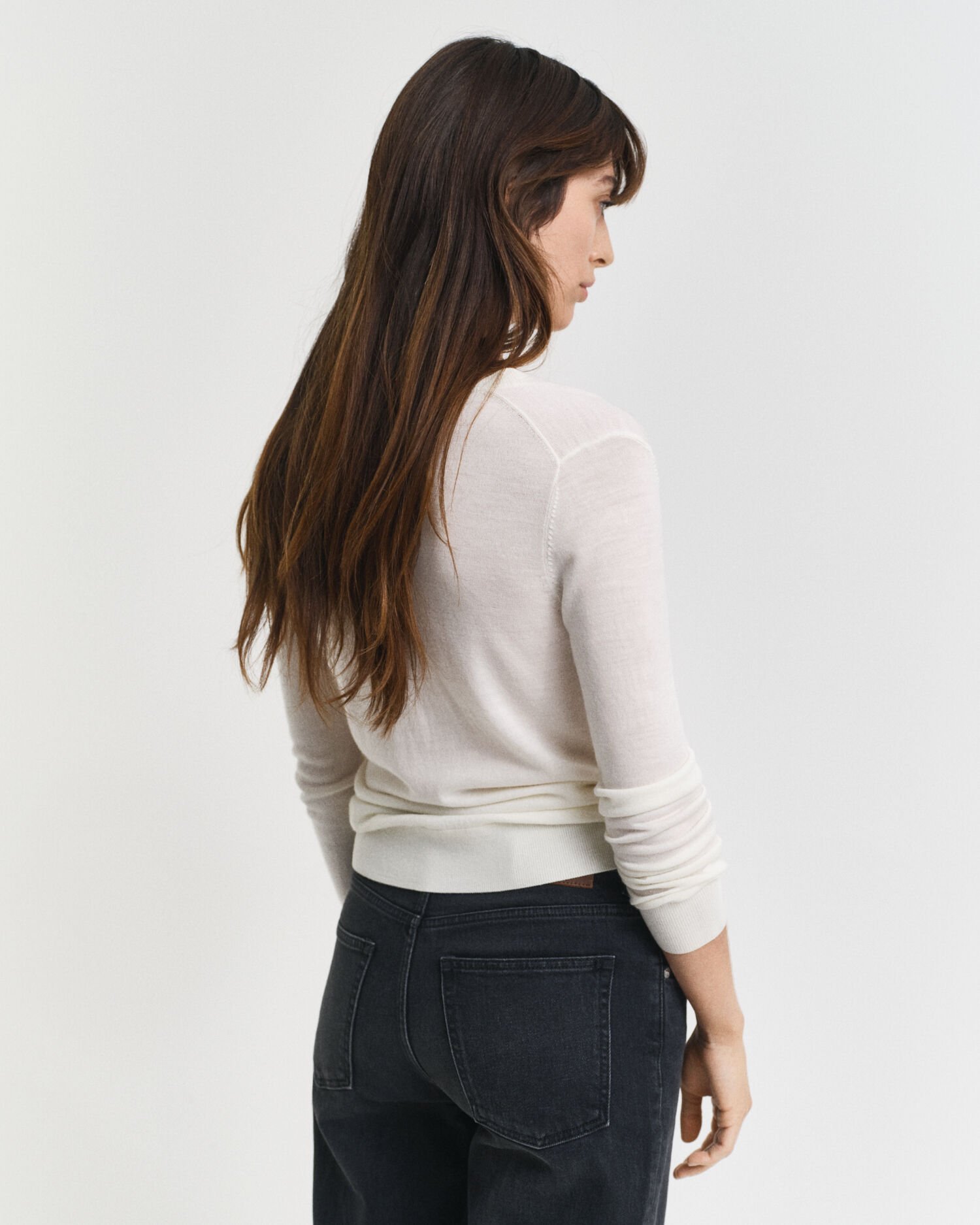 V-ringad tröja i extra fin merinoull