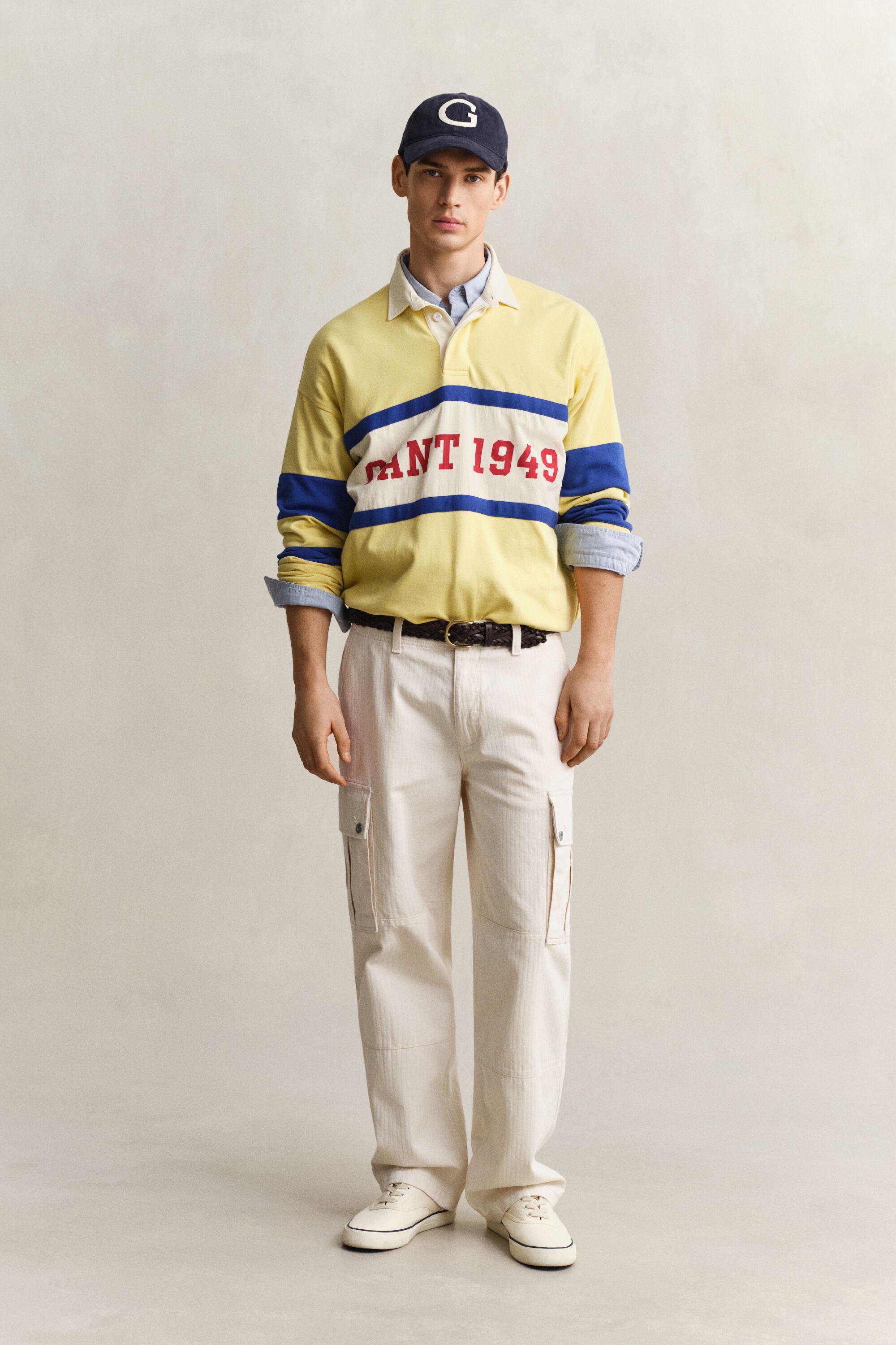 Fiskbensmönstrade cargobyxor