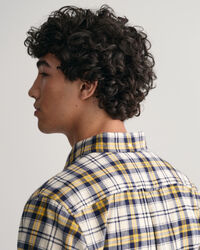 Regular fit rutig borstad oxfordskjorta