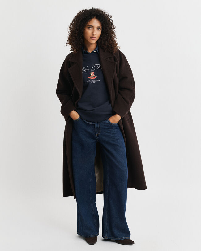 Sweatshirt med rund hals och emblem