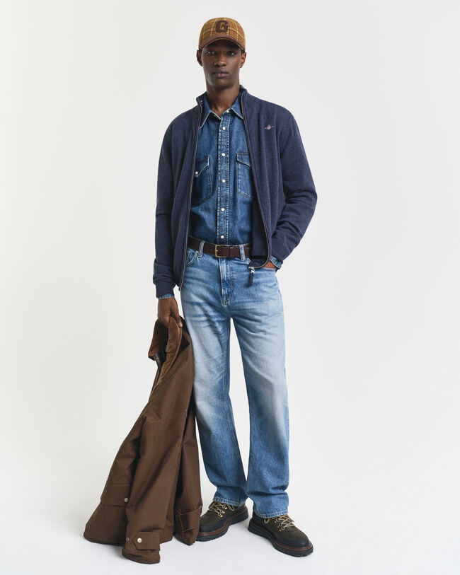 Cardigan i superfin lammull med dragkedja