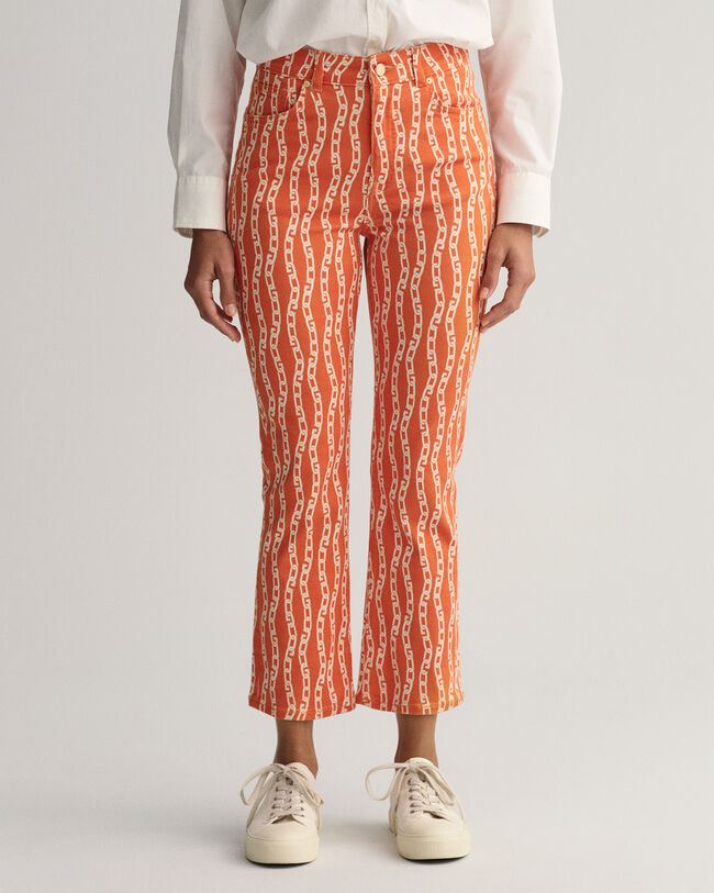 Cropped Chain Print jeans