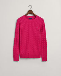 Kabelstickad crew neck bomullstr&ouml;ja