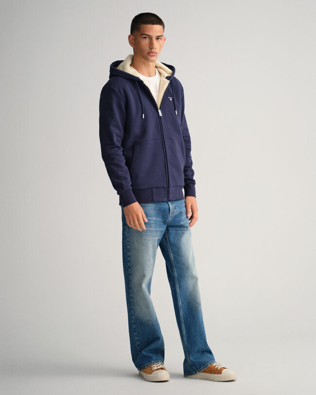 Sherpa-fleecehoodie med dragkedja