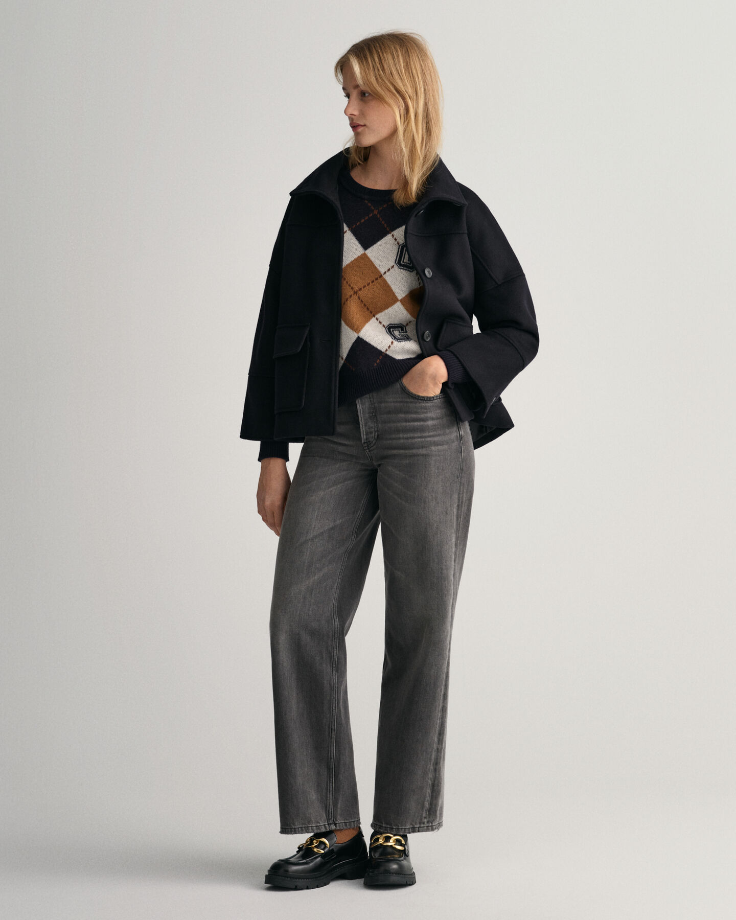 Cropped jacka i ullblandning