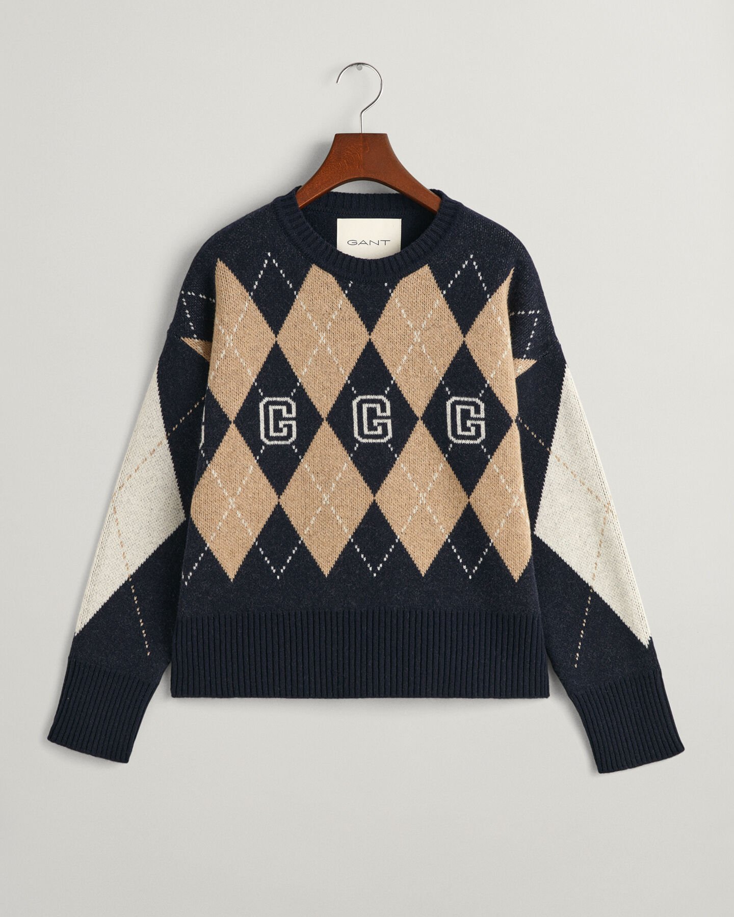 Superfin argylemönstrad crew neck tröja