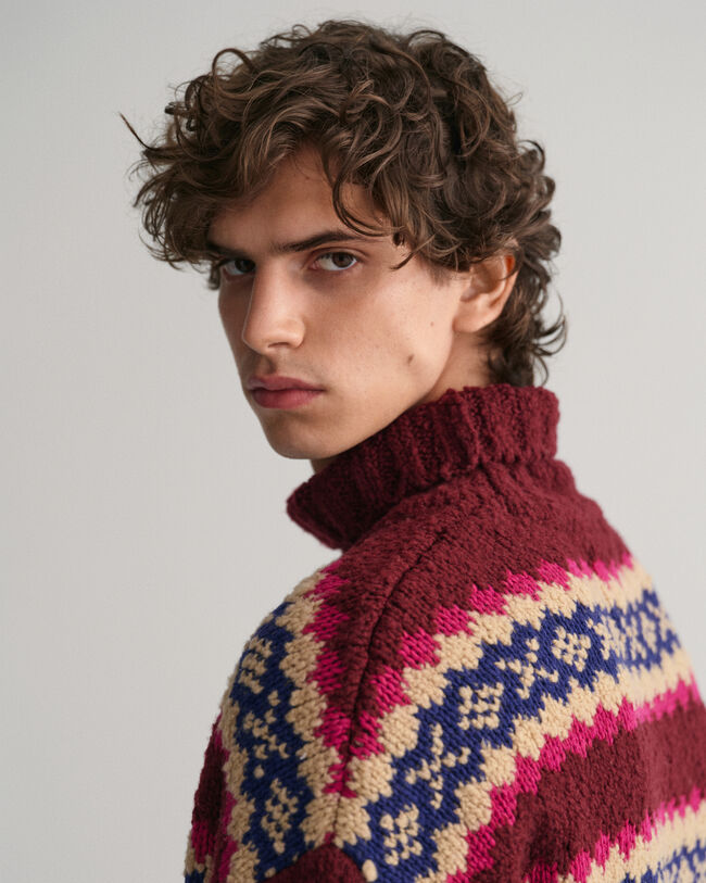 Fair Isle Funnel Neck tröja