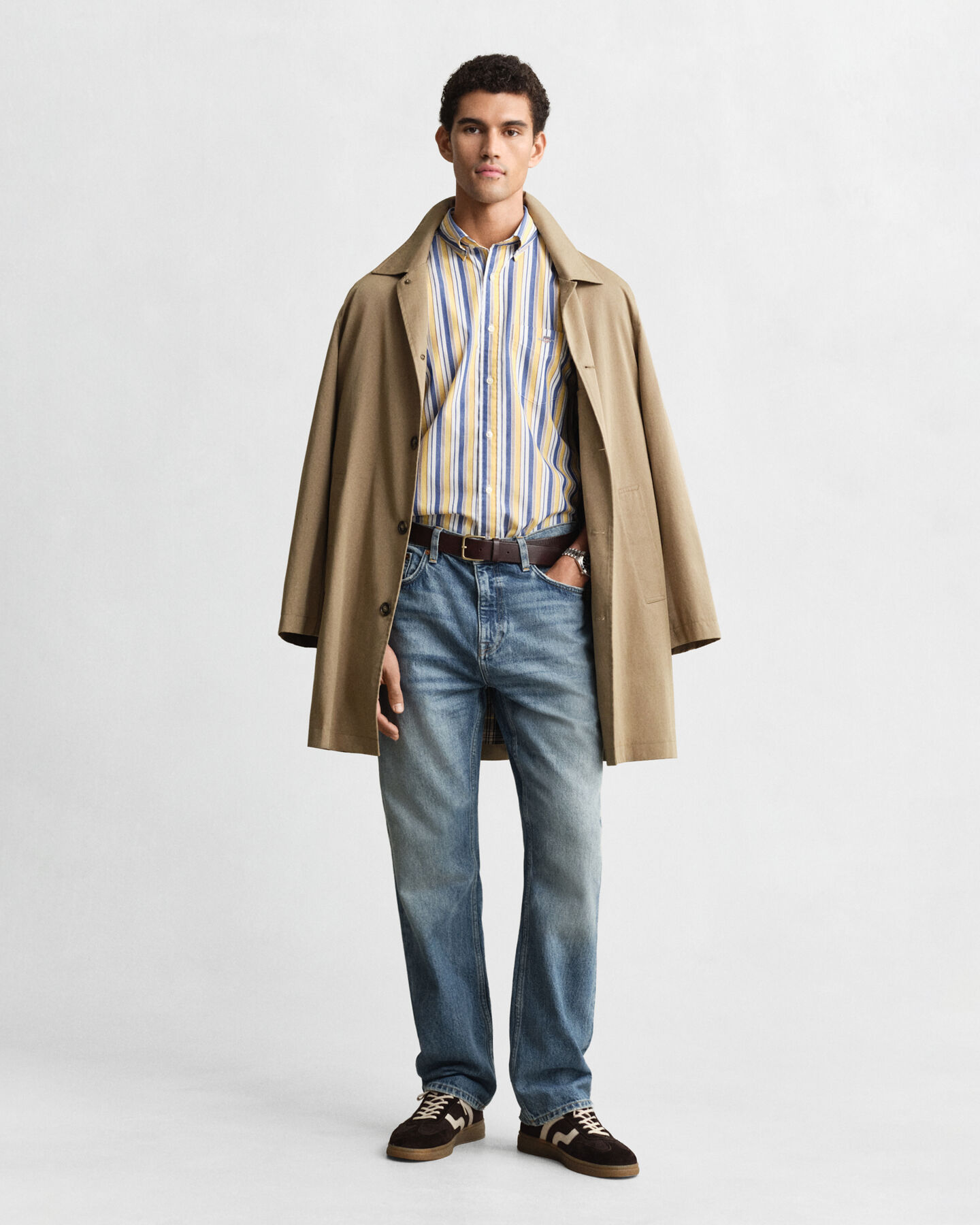 Regular fit randig poplinskjorta