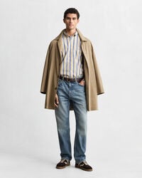 Regular fit randig poplinskjorta