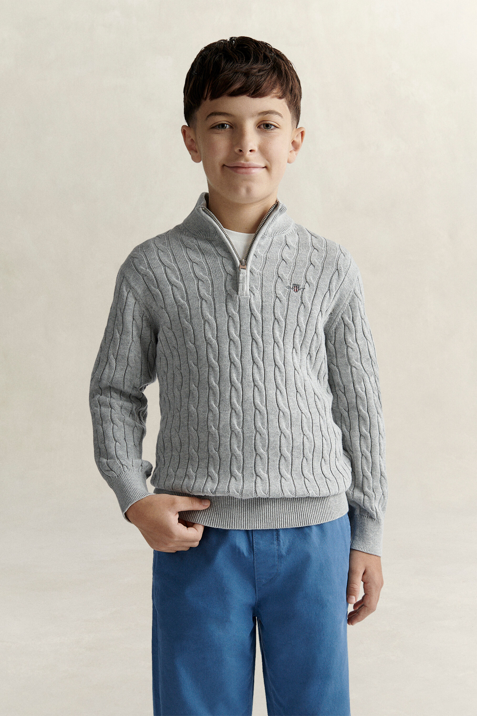 Teen Boys tröja med half-zip och sköldemblem