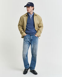 Tröja i bomullspiké med dragkedja vid halsöppningen